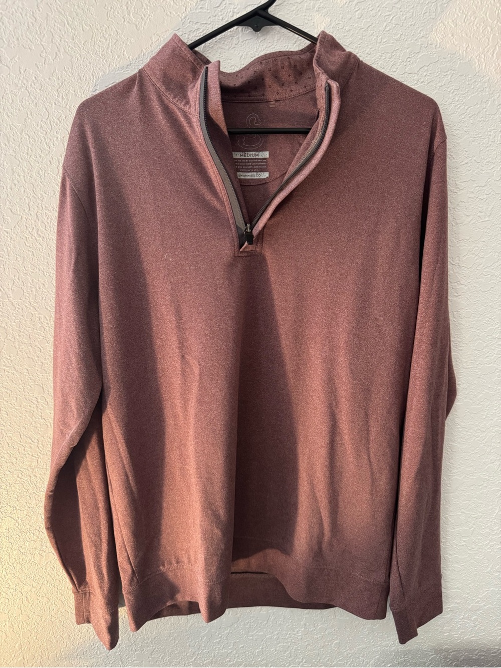 Men's Zip-Up Pullover Sweater in Dusty Rose